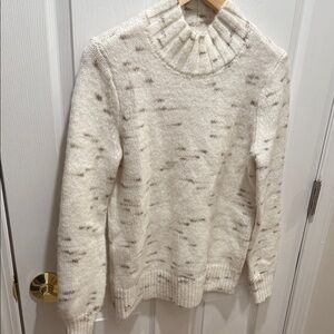 LOFT Cream Speckled Turtleneck Sweater